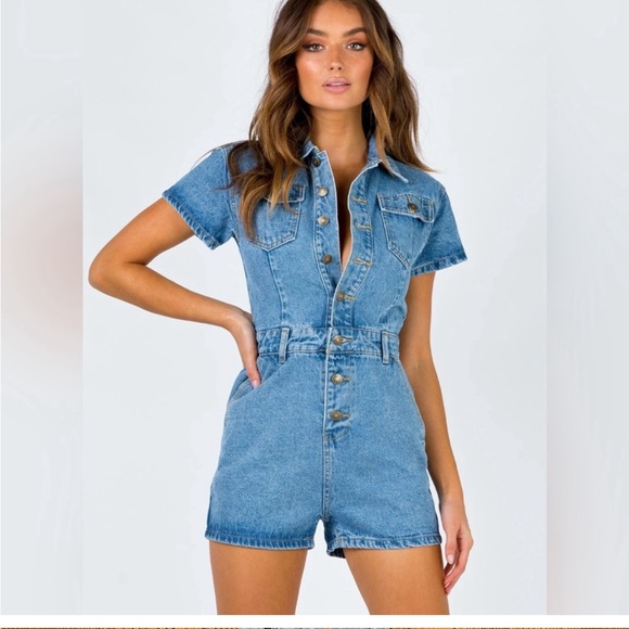Revolve Lioness denim romper - Picture 1 of 2